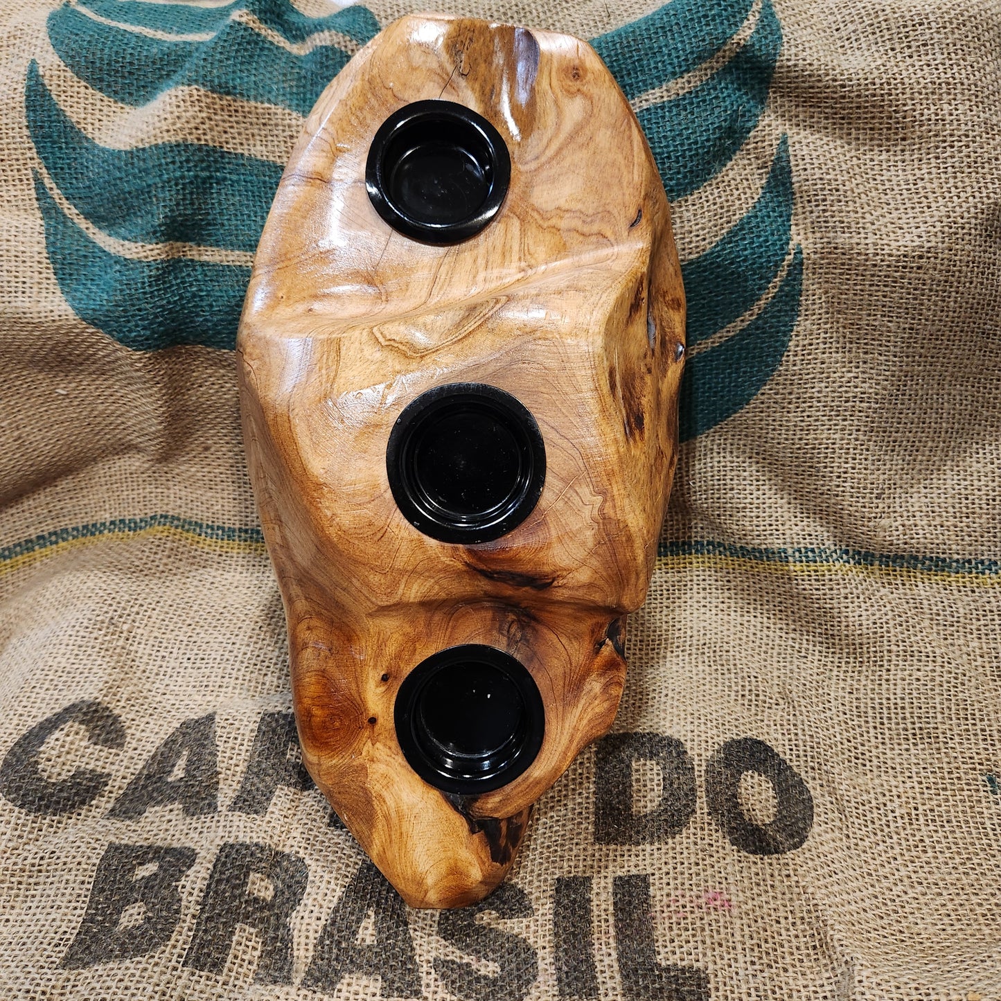Tealight holder. One of a Kind Reclaimed Wood from trees cut down from a forest fire.