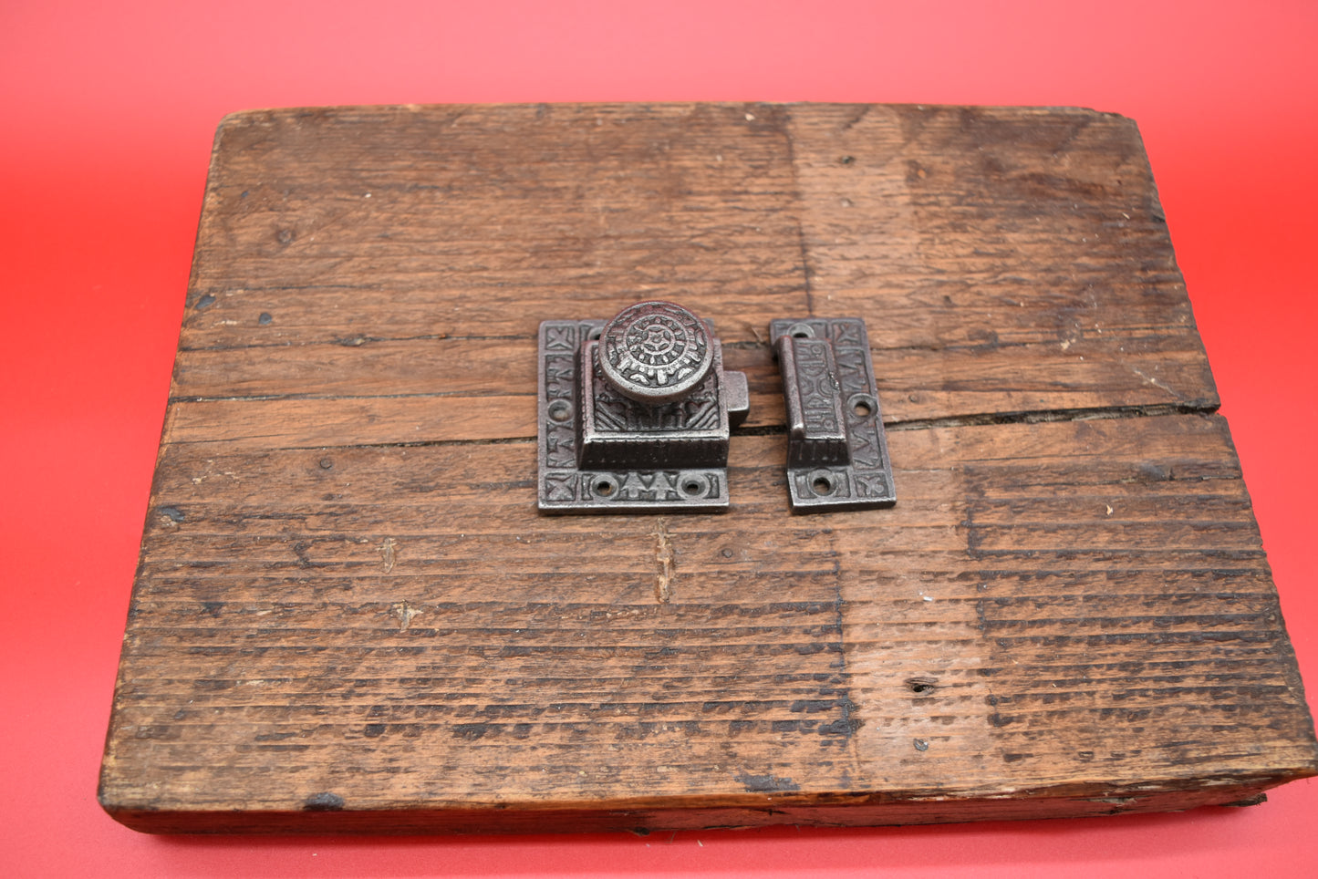 Cupboard Catch Round Knob or Tee Bar EASTLAKE Solid Brass or Round Knob Antique Iron 2"