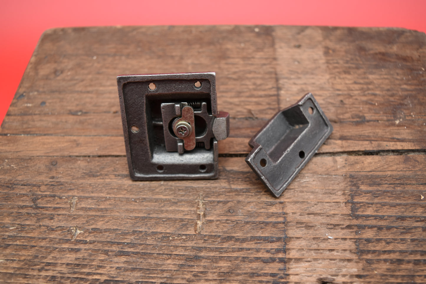 Cupboard Catch Round Knob or Tee Bar EASTLAKE Solid Brass or Round Knob Antique Iron 2"