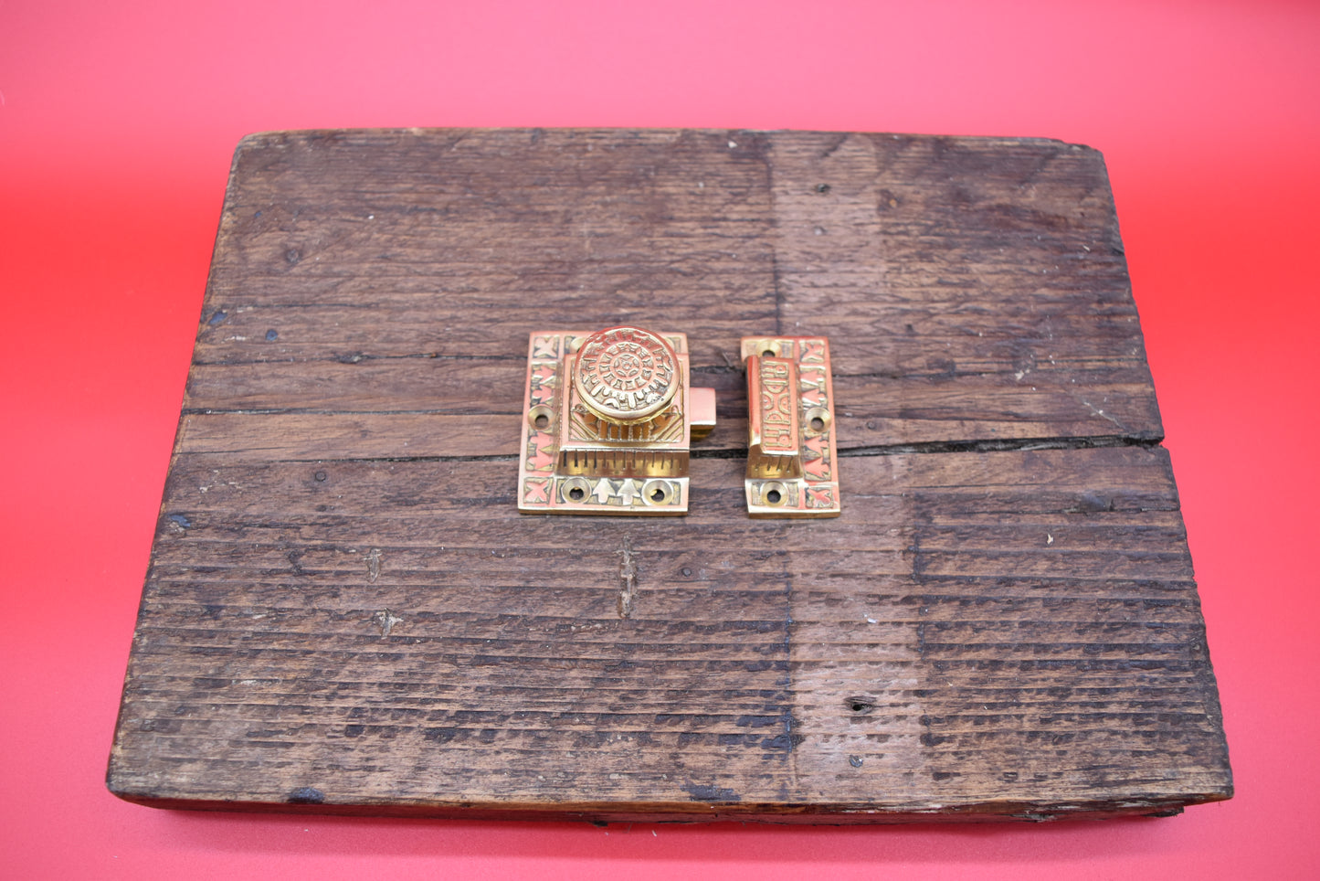 Cupboard Catch Round Knob or Tee Bar EASTLAKE Solid Brass or Round Knob Antique Iron 2"