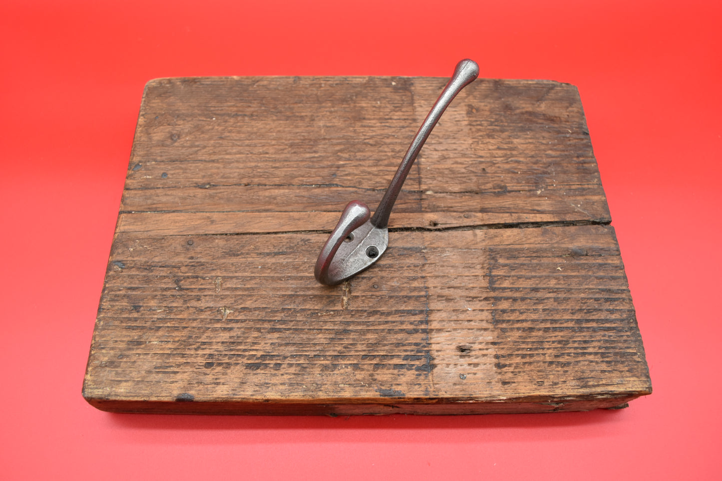 Victorian Hat and Coat Hook - Retro Cast - Antique Iron- 2 hole - 138 mm