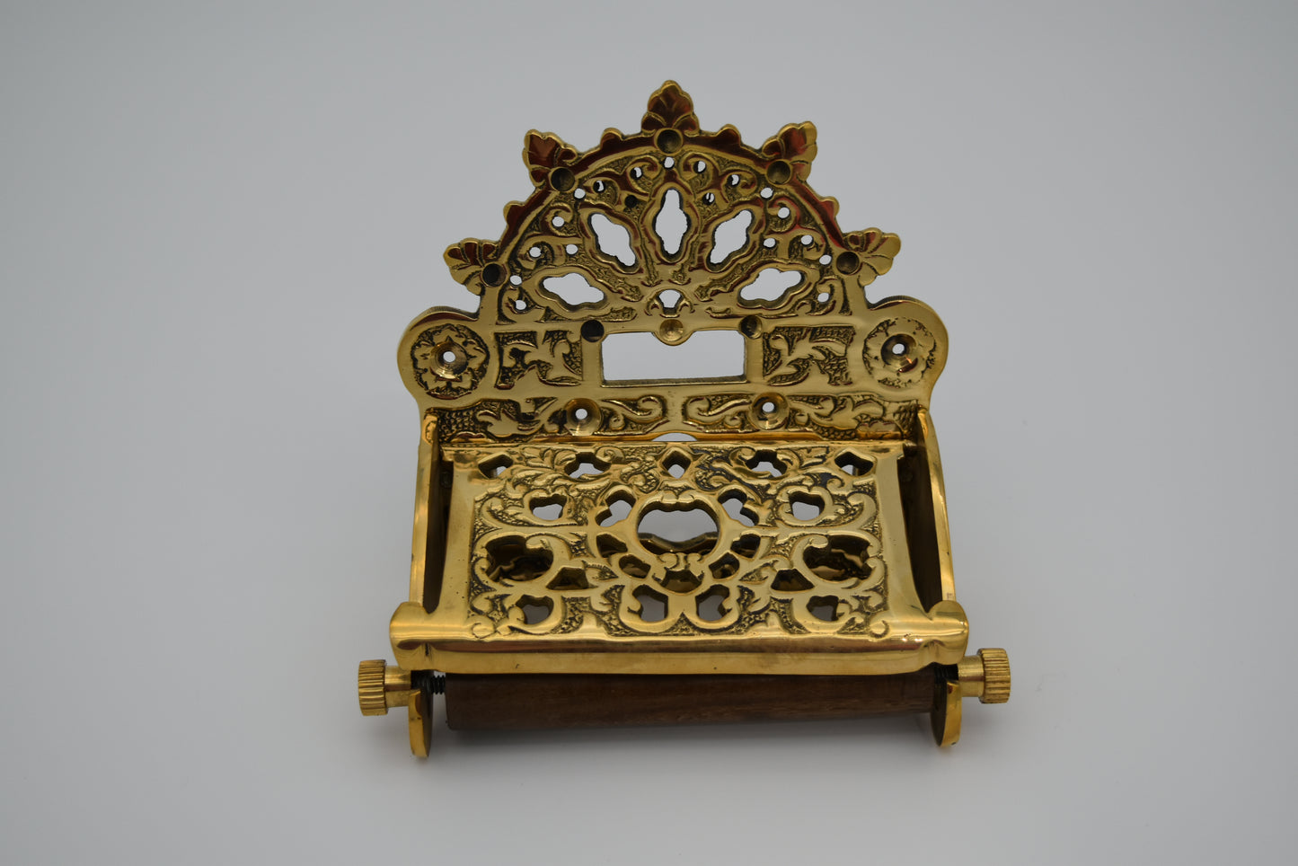 Victorian with Lid Brass - Toilet Paper Holder
