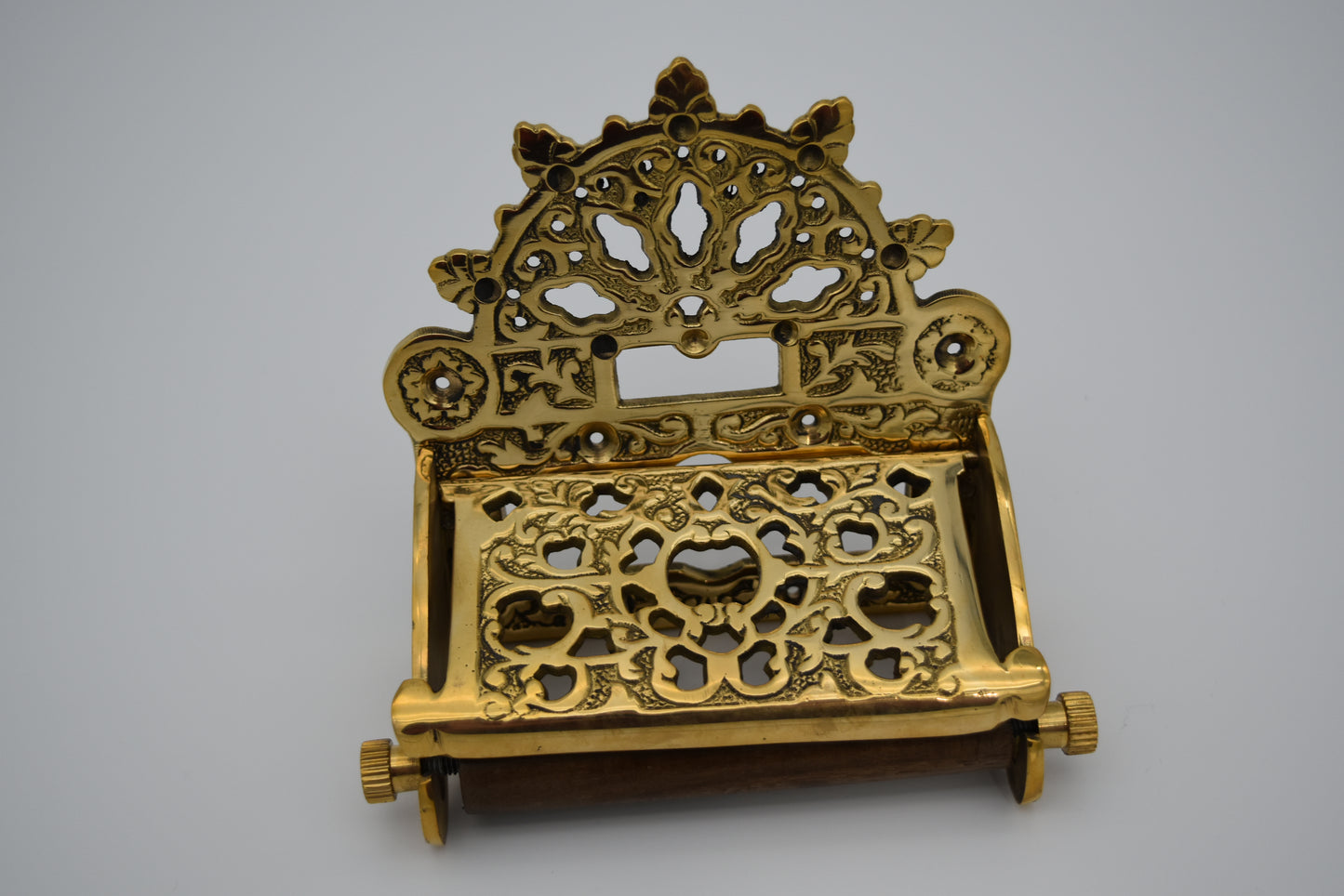 Victorian with Lid Brass - Toilet Paper Holder