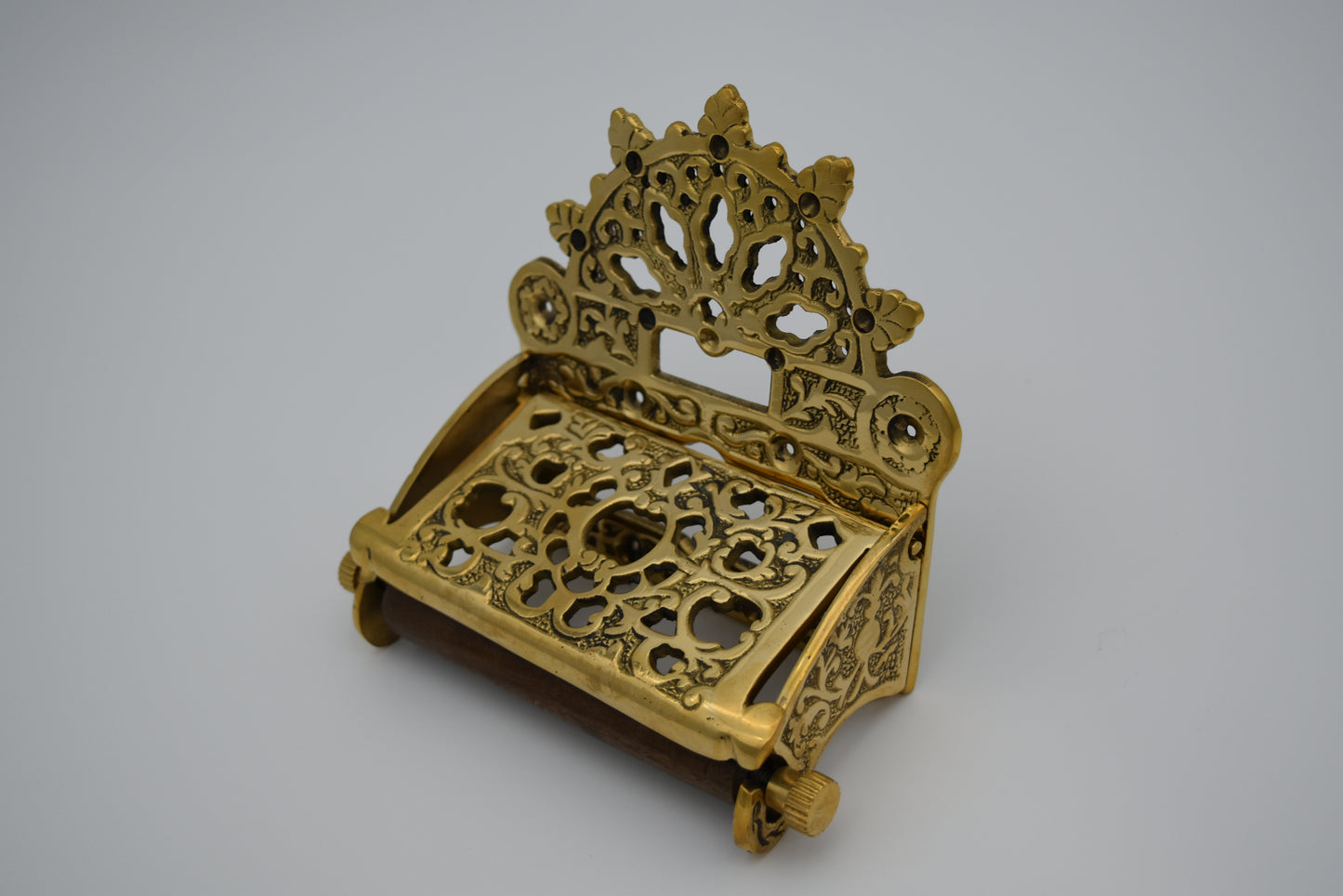 Victorian with Lid Brass - Toilet Paper Holder
