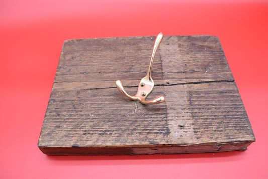 Victorian Triple Coat Hook - Polished Brass