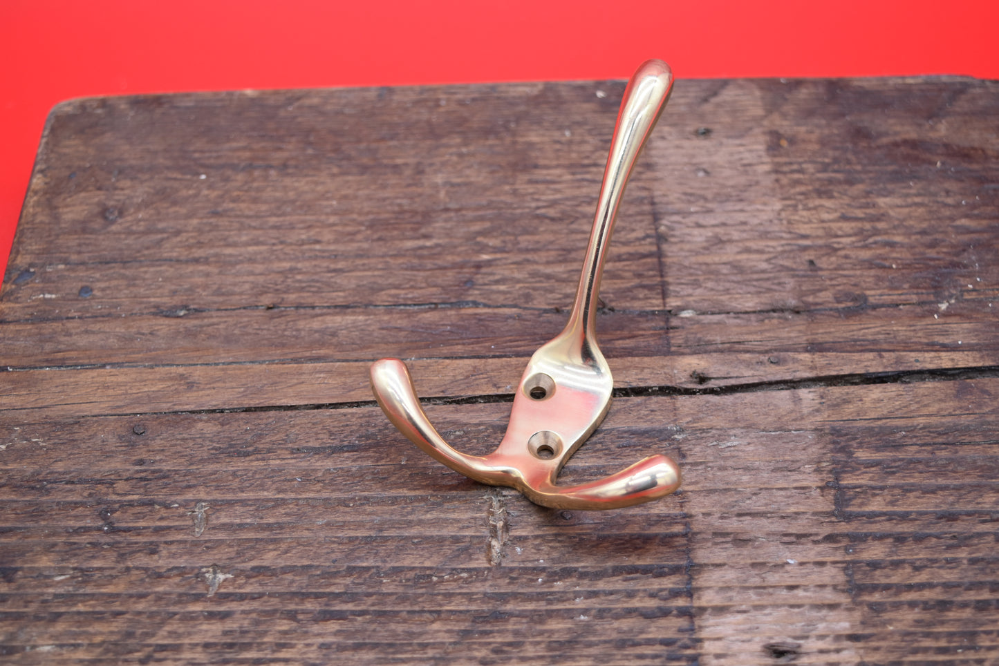 Victorian Triple Coat Hook - Polished Brass