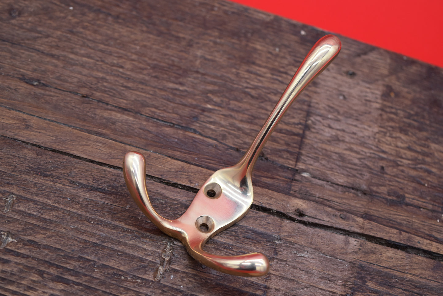 Victorian Triple Coat Hook - Polished Brass