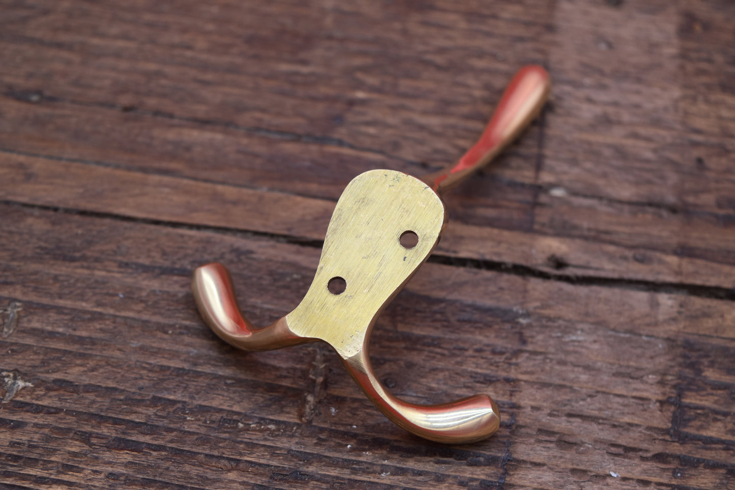 Victorian Triple Coat Hook - Polished Brass