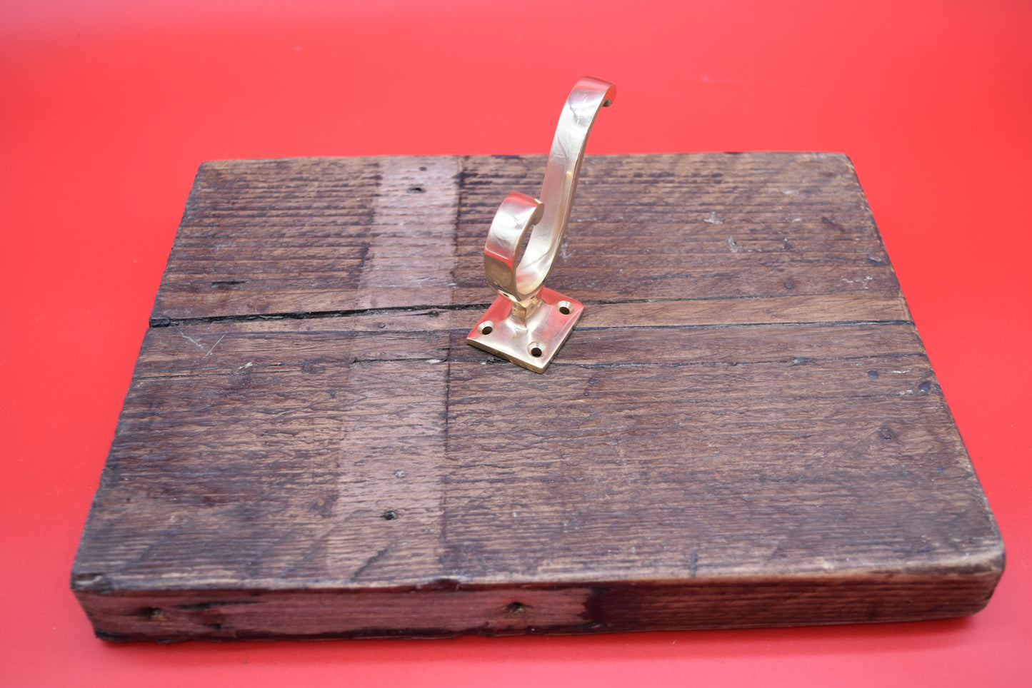 Hat & Coat Hook VOLUTE Square Plate Polished Brass 4"