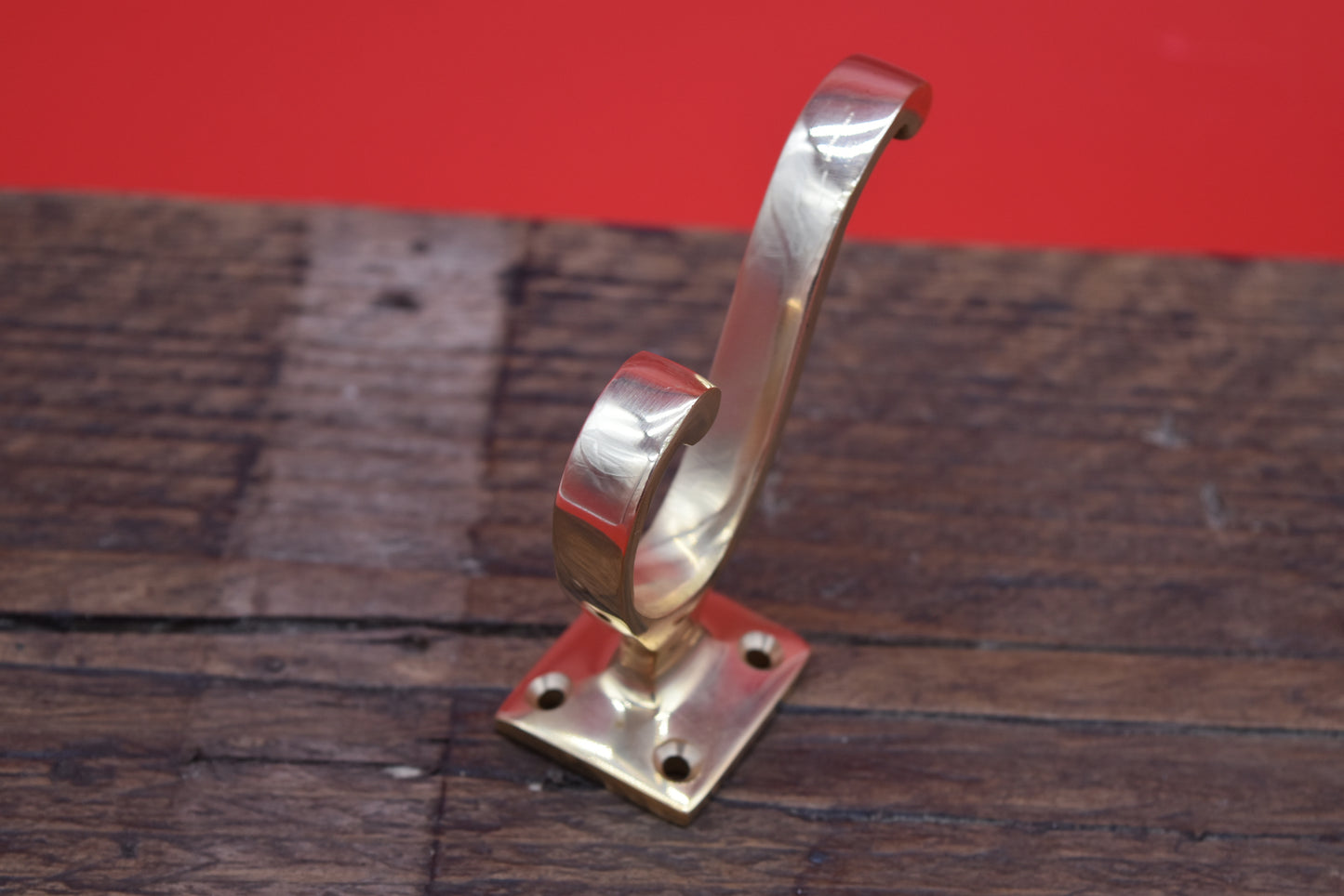 Hat & Coat Hook VOLUTE Square Plate Polished Brass 4"