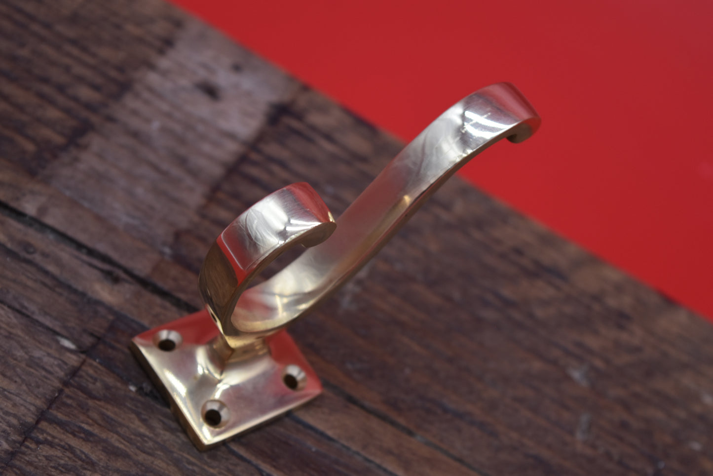 Hat & Coat Hook VOLUTE Square Plate Polished Brass 4"