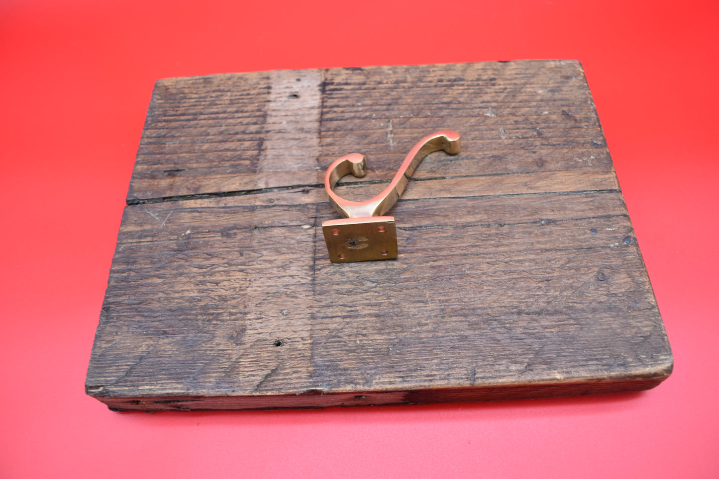 Hat & Coat Hook VOLUTE Square Plate Polished Brass 4"