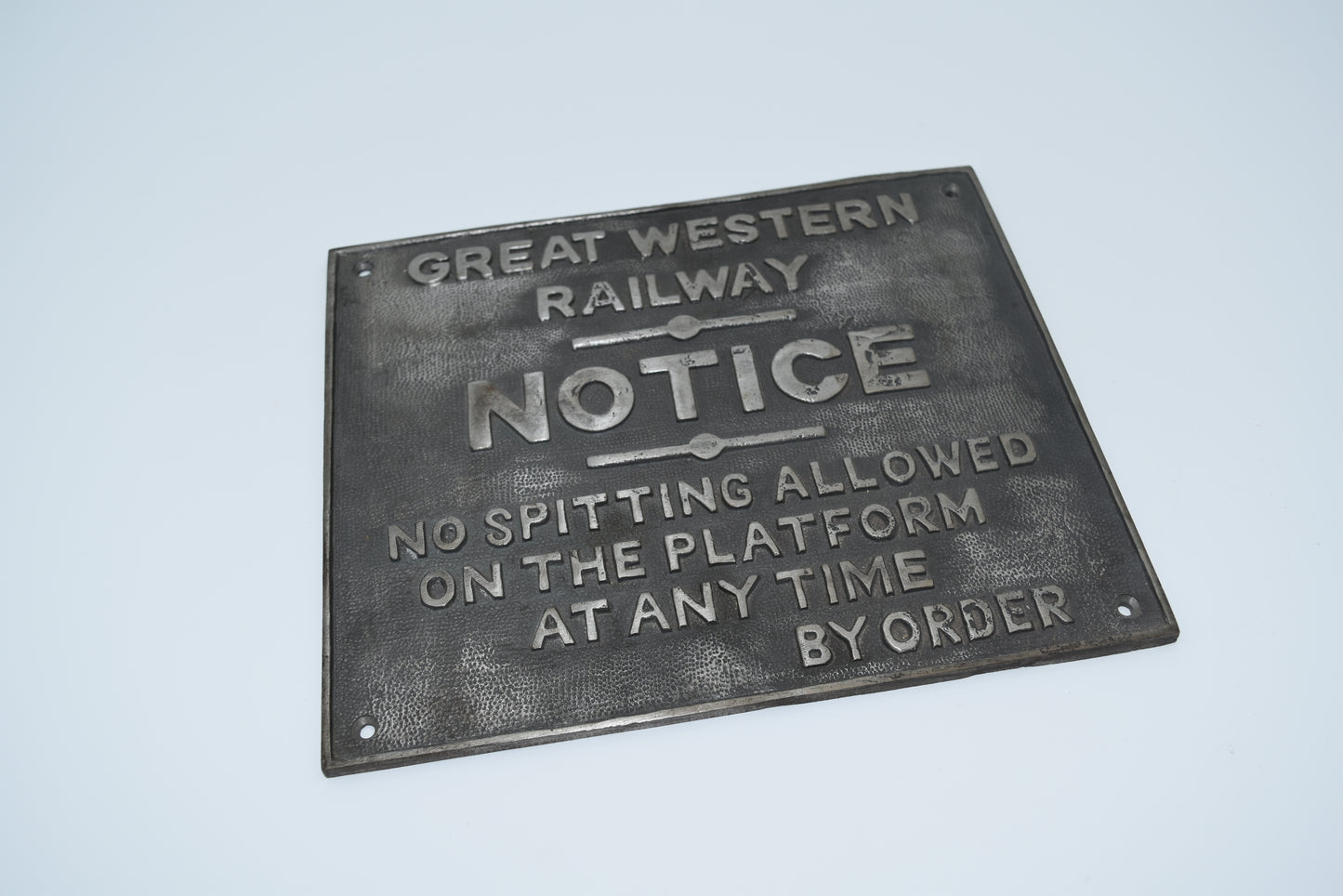 Great Western Railway Notice "No Spitting allowed on the Platform at Any Time By Order"