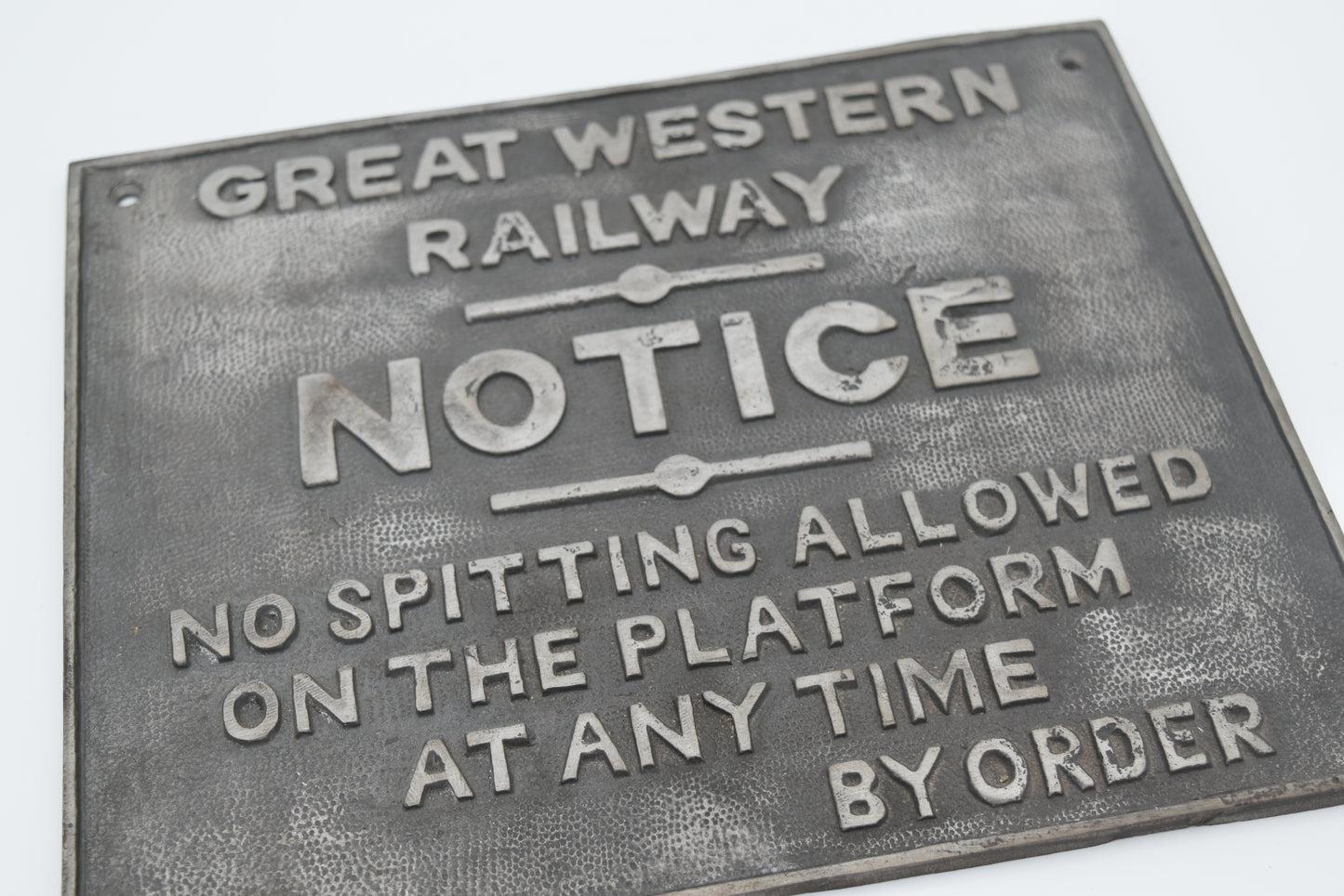 Great Western Railway Notice "No Spitting allowed on the Platform at Any Time By Order"