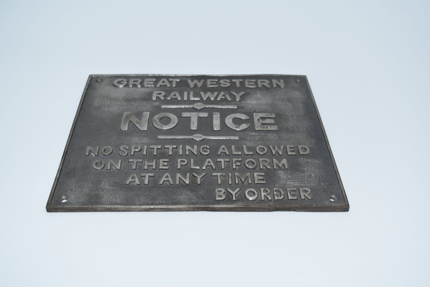 Great Western Railway Notice "No Spitting allowed on the Platform at Any Time By Order"