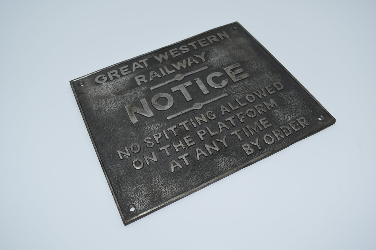 Great Western Railway Notice "No Spitting allowed on the Platform at Any Time By Order"