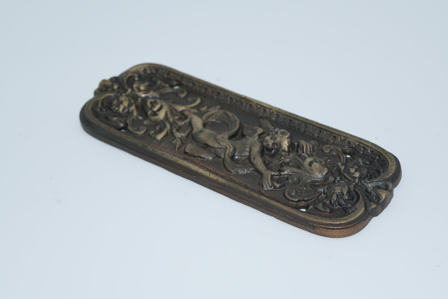 Door Push Plate - Cherub Antique Brass