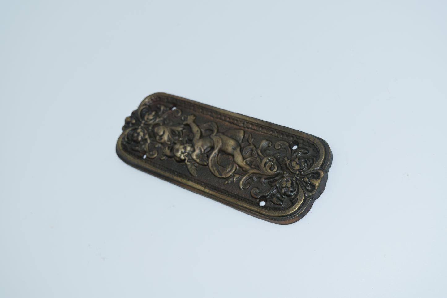 Door Push Plate - Cherub Antique Brass