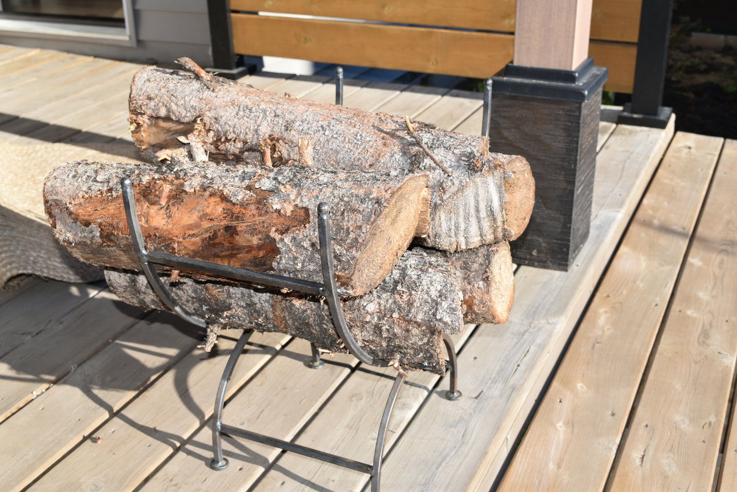 Log Holder Vintage Antique Iron or Rustic finish- Hand Made in Canada