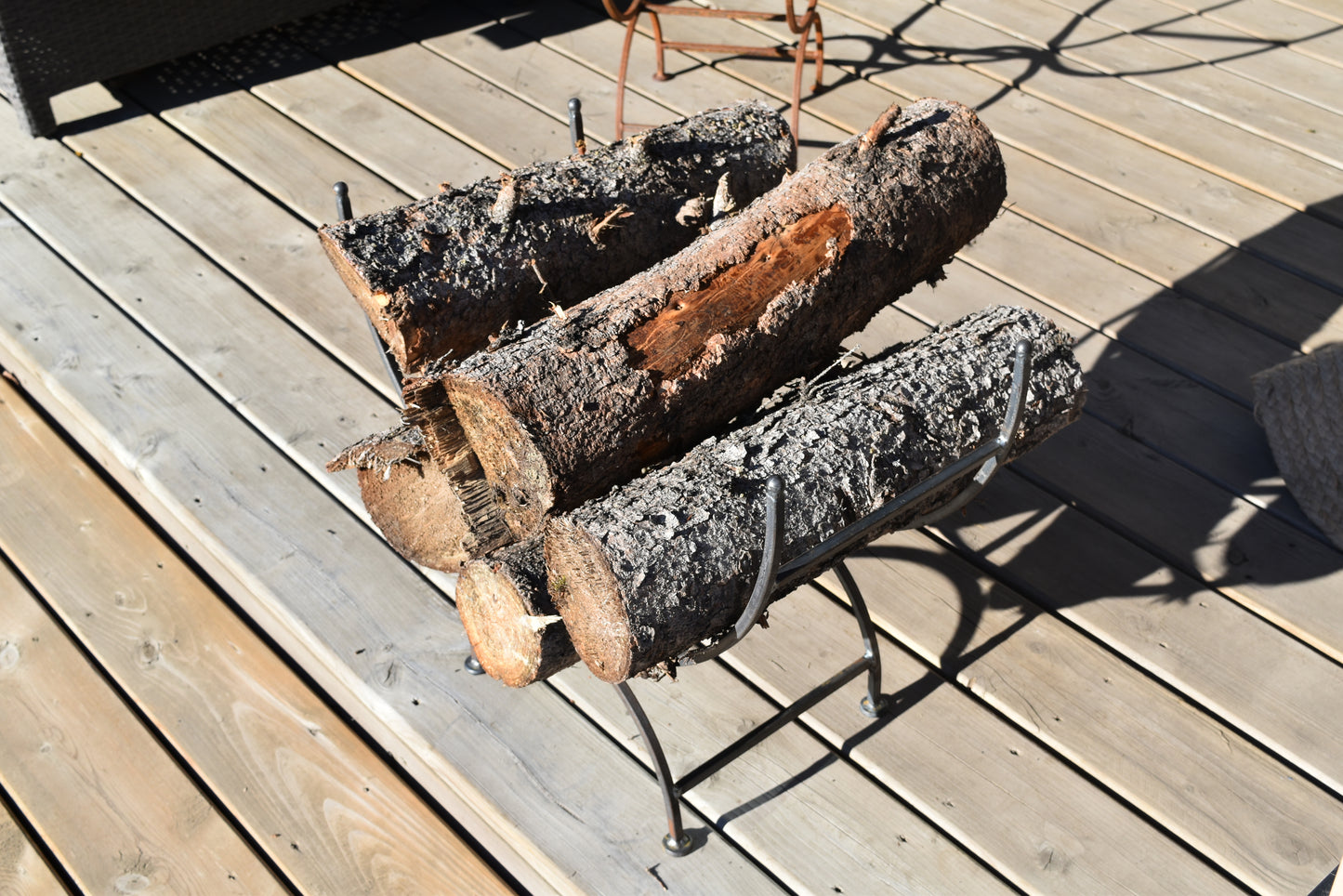 Log Holder Vintage Antique Iron or Rustic finish- Hand Made in Canada