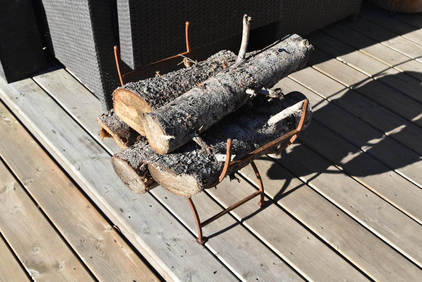 Log Holder Vintage Antique Iron or Rustic finish- Hand Made in Canada