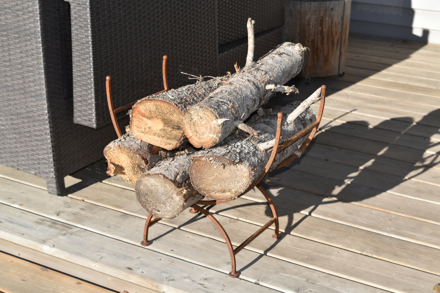 Log Holder Vintage Antique Iron or Rustic finish- Hand Made in Canada