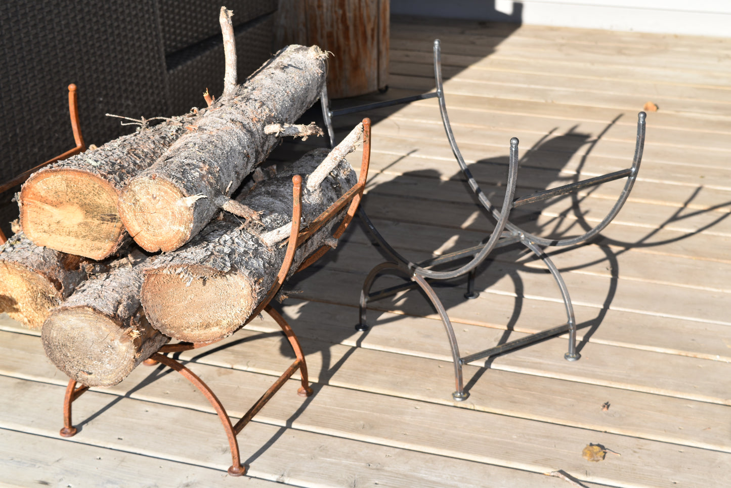 Log Holder Vintage Antique Iron or Rustic finish- Hand Made in Canada