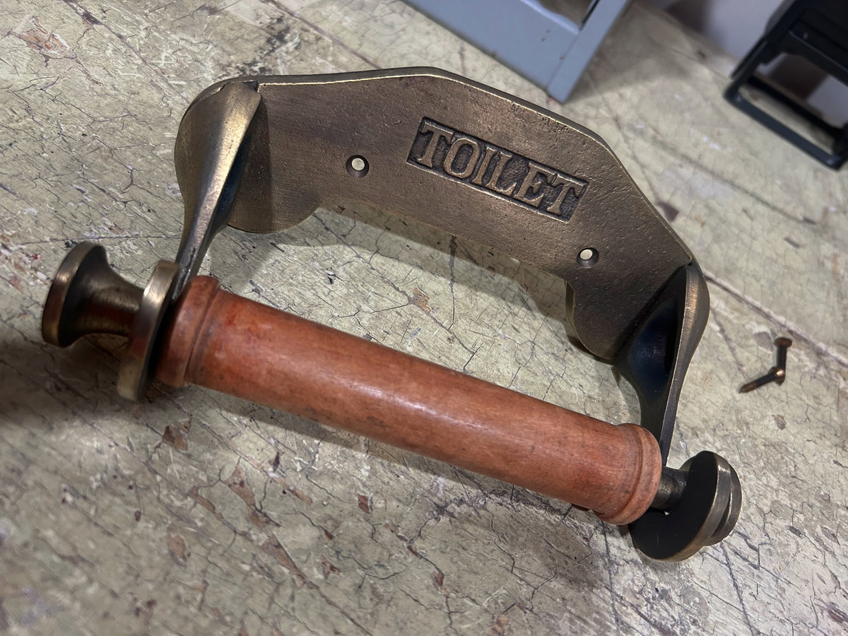 Toilet Roll Holder "TOILET" Brass TPH