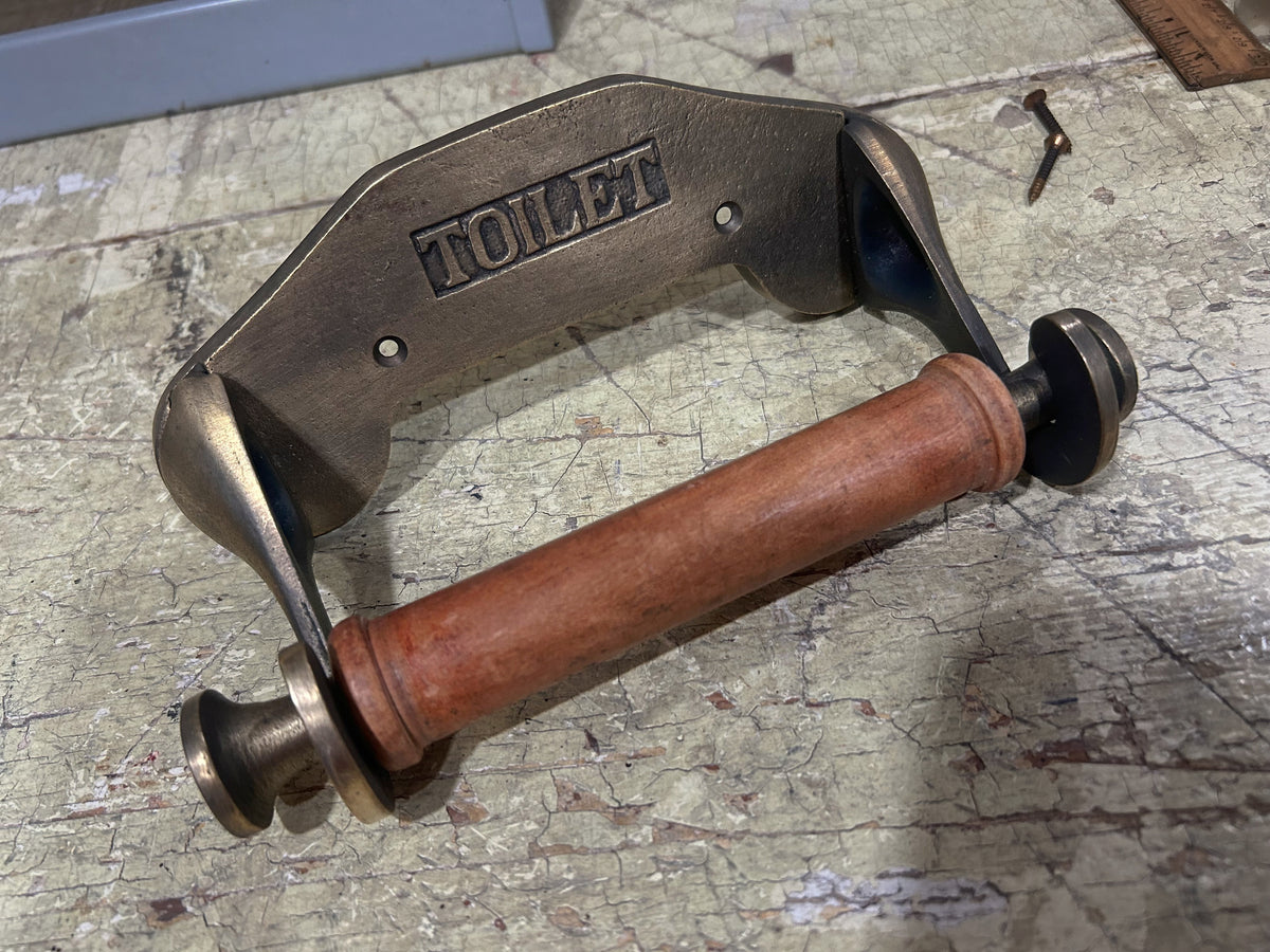 Toilet Roll Holder "TOILET" Brass TPH