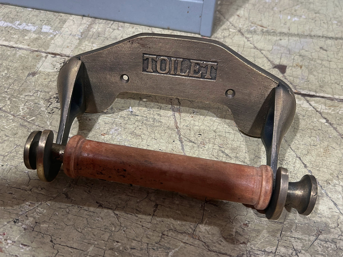 Toilet Roll Holder "TOILET" Brass TPH