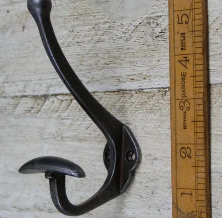 Coat Hook BOWLER TOP HAT Wide Cast Antique Iron 125mm
