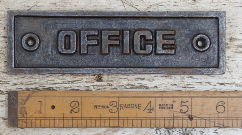 Plaque OFFICE Cast Antique Iron 150mm x 45mm
