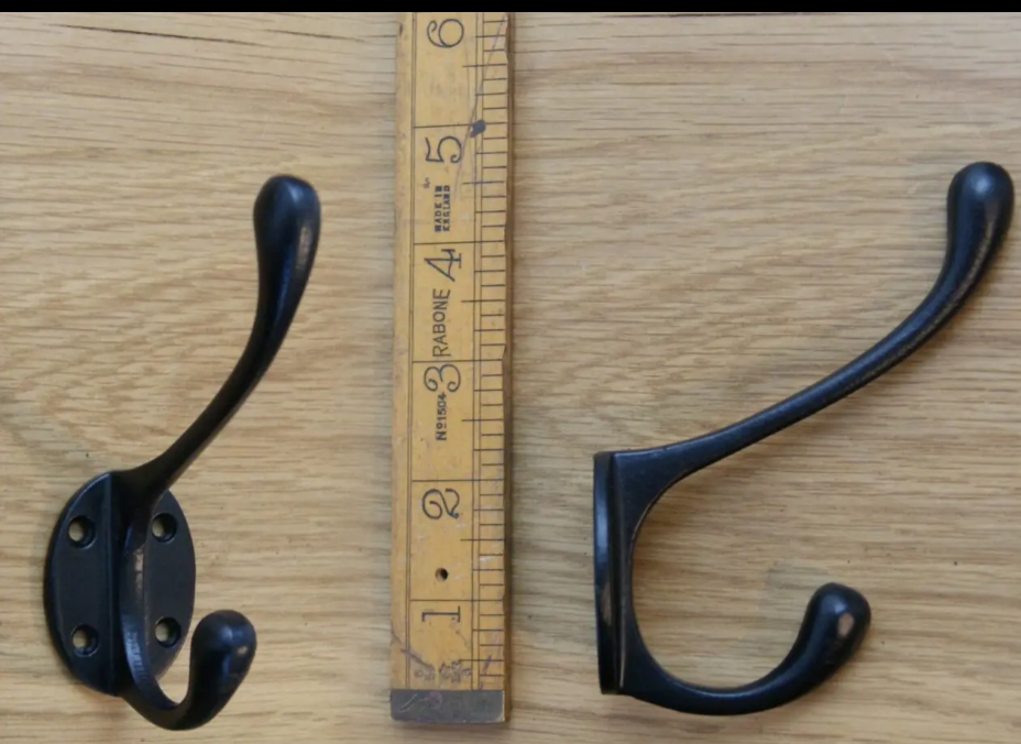 Victorian Hat and Coat Square Stem 4 Hole Satin Black or Antique Iron 4.5"