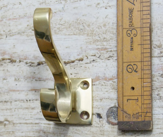 Hat & Coat Hook VOLUTE Square Plate Polished Brass 4"