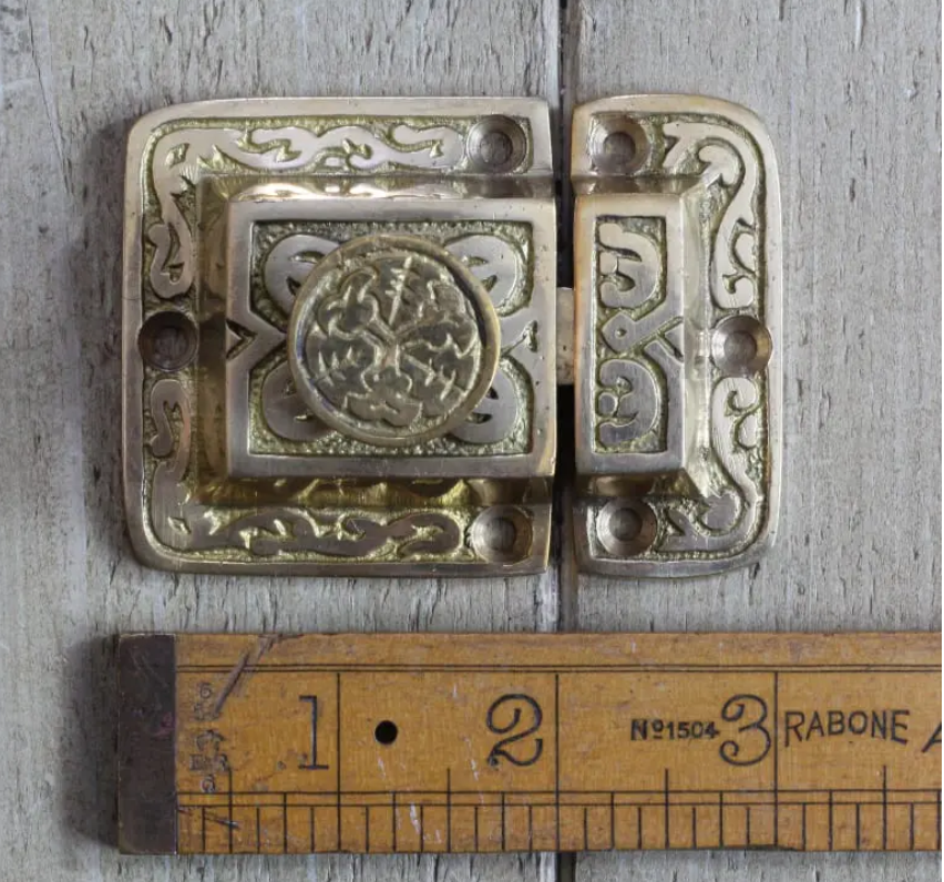 NEW: Cupboard Catch Round Knob EASTLAKE Solid Brass 2"