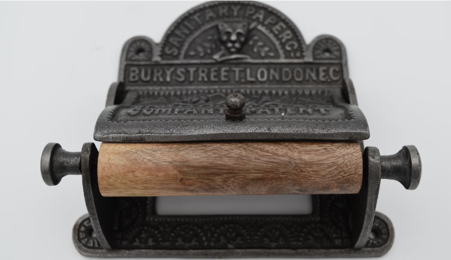 Bury St London Vintage Toilet Paper Holder cast iron with Antique Iron finish