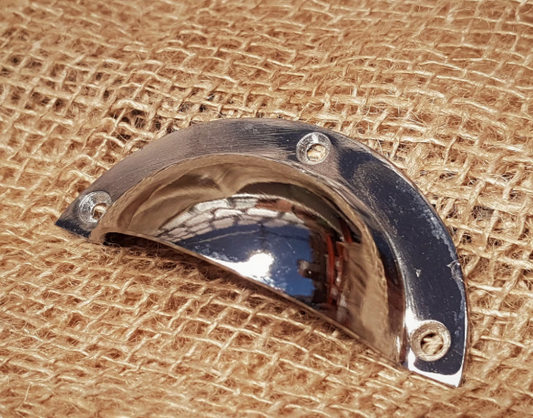 Basic Design - Cup Pull Handle Chrome on Cast Iron 3 1/2"