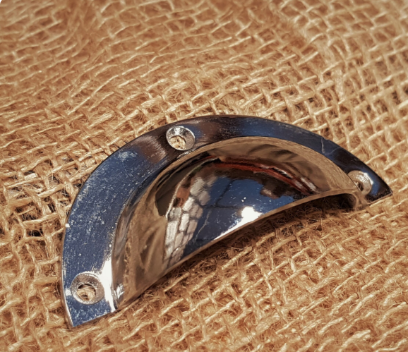 Basic Design - Cup Pull Handle Chrome on Cast Iron 3 3/4"