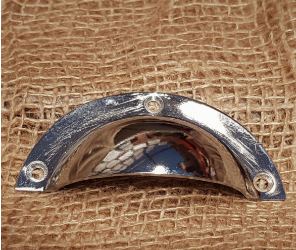 Basic Design - Cup Pull Handle Chrome on Cast Iron 3 3/4"