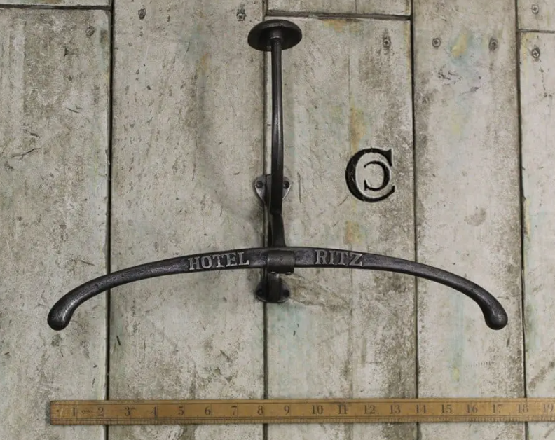 Clothes Hanger Jacket HIlton, Paris, or Ritz style Cast Antique Iron 400mm