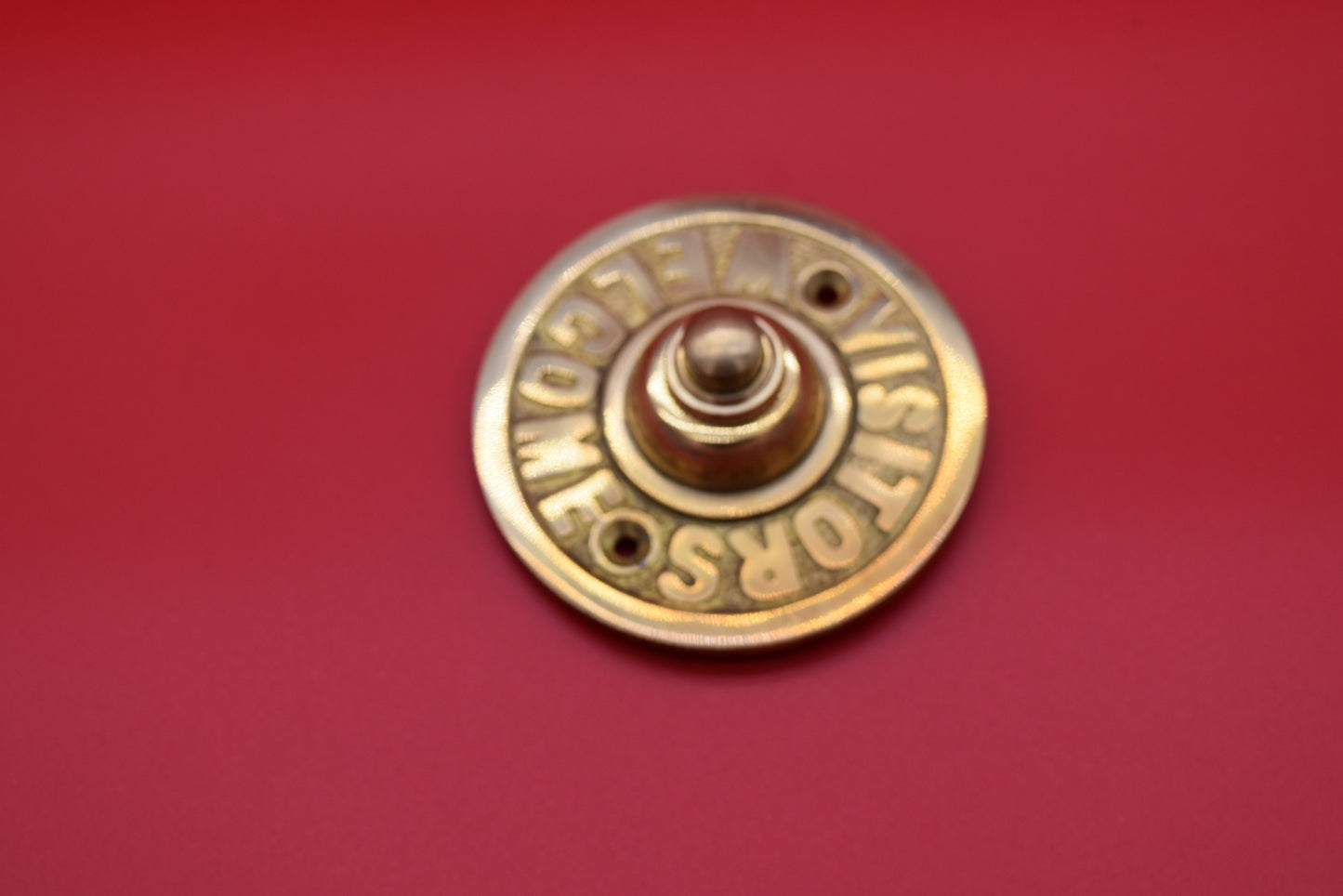 Door Bell Push - Visitors Welcome - Brass