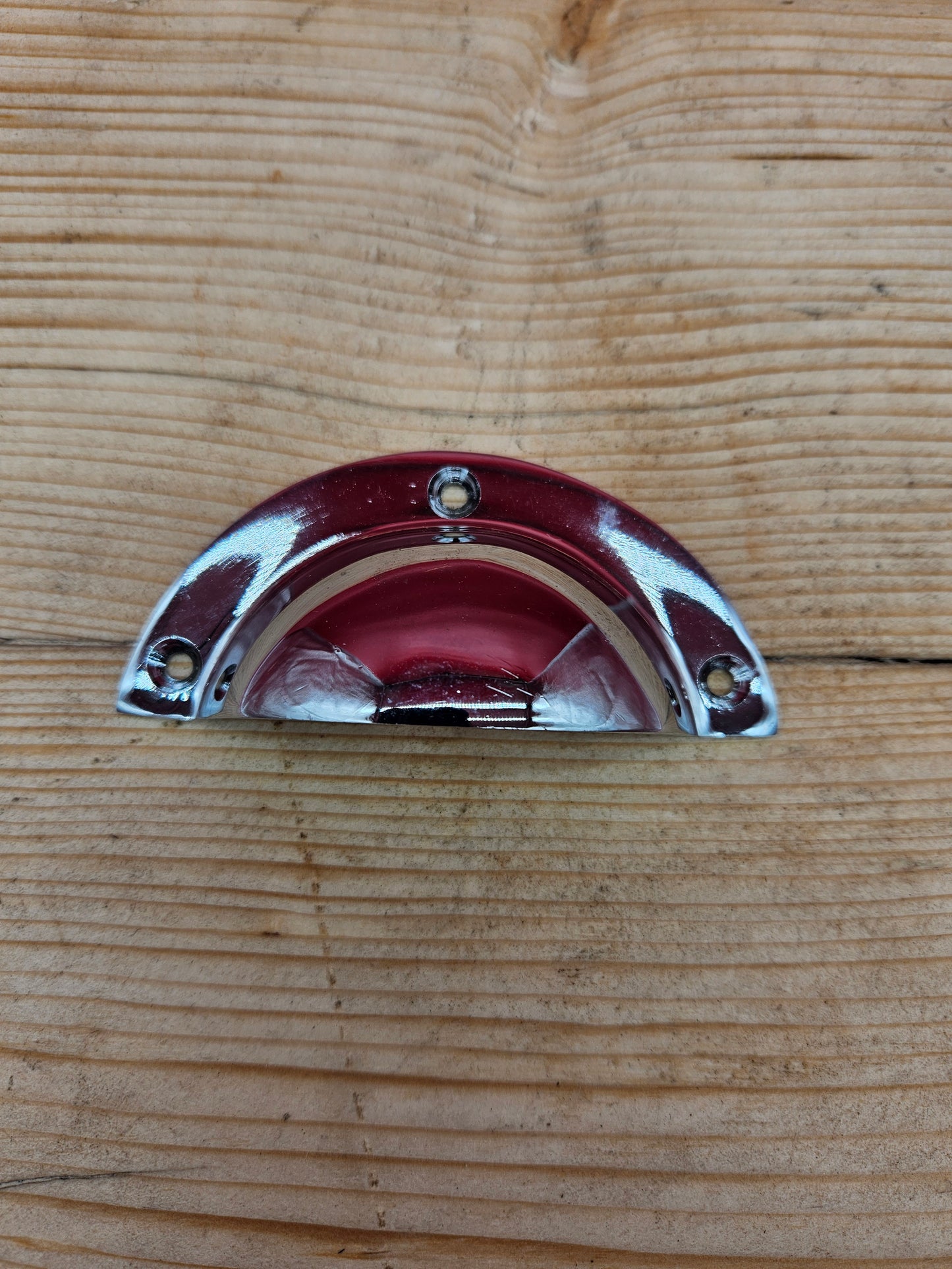 Basic Design - Cup Pull Handle Chrome on Cast Iron 3 1/2"