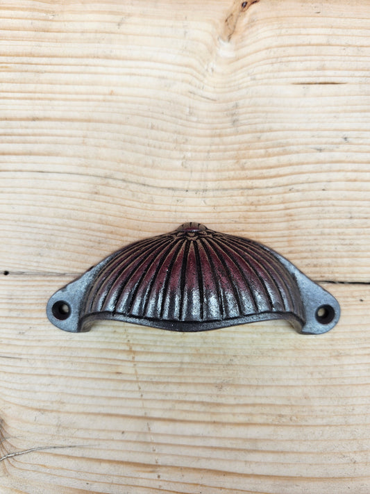 Ridged Sunrise - Antique Iron Cup Pull Handle