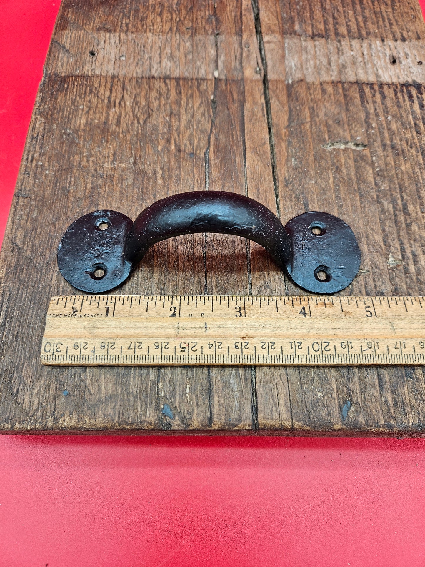 The Penny End Bow Handle Hand Forged 2 Hole Antique Iron 5", 6" 7", 8", 9", 10", 12", 14"  in Black WAX or Natural