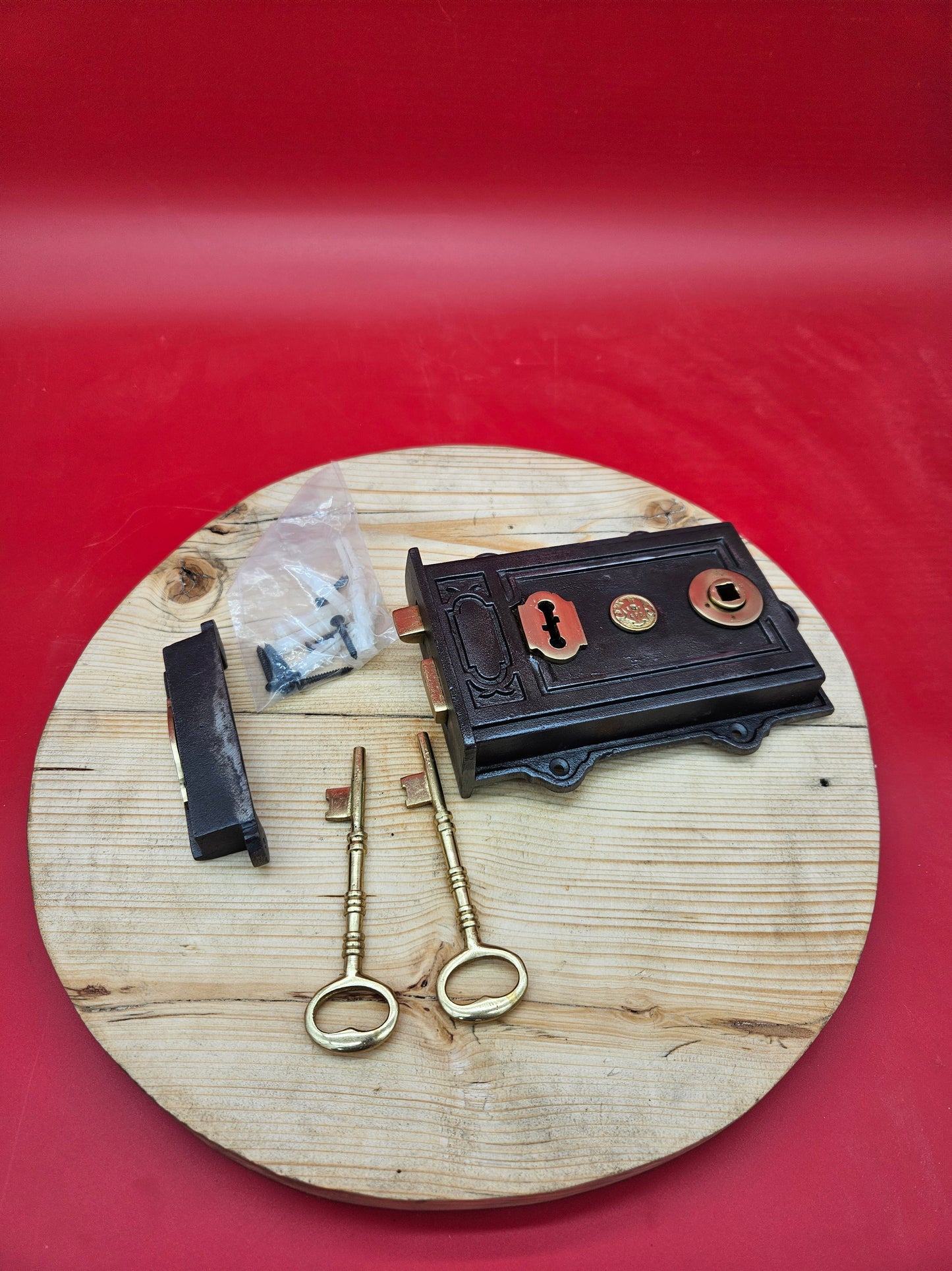 Antique Brass Door Rim Lock - The Davenport Design