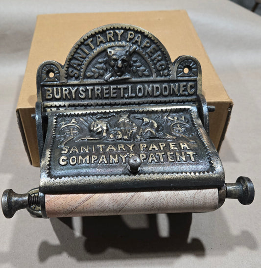 Bury St London cast iron with Antique brass finish toilet toll holder Roll size  4.5 " wide X 4.5 " diameter (Copy)