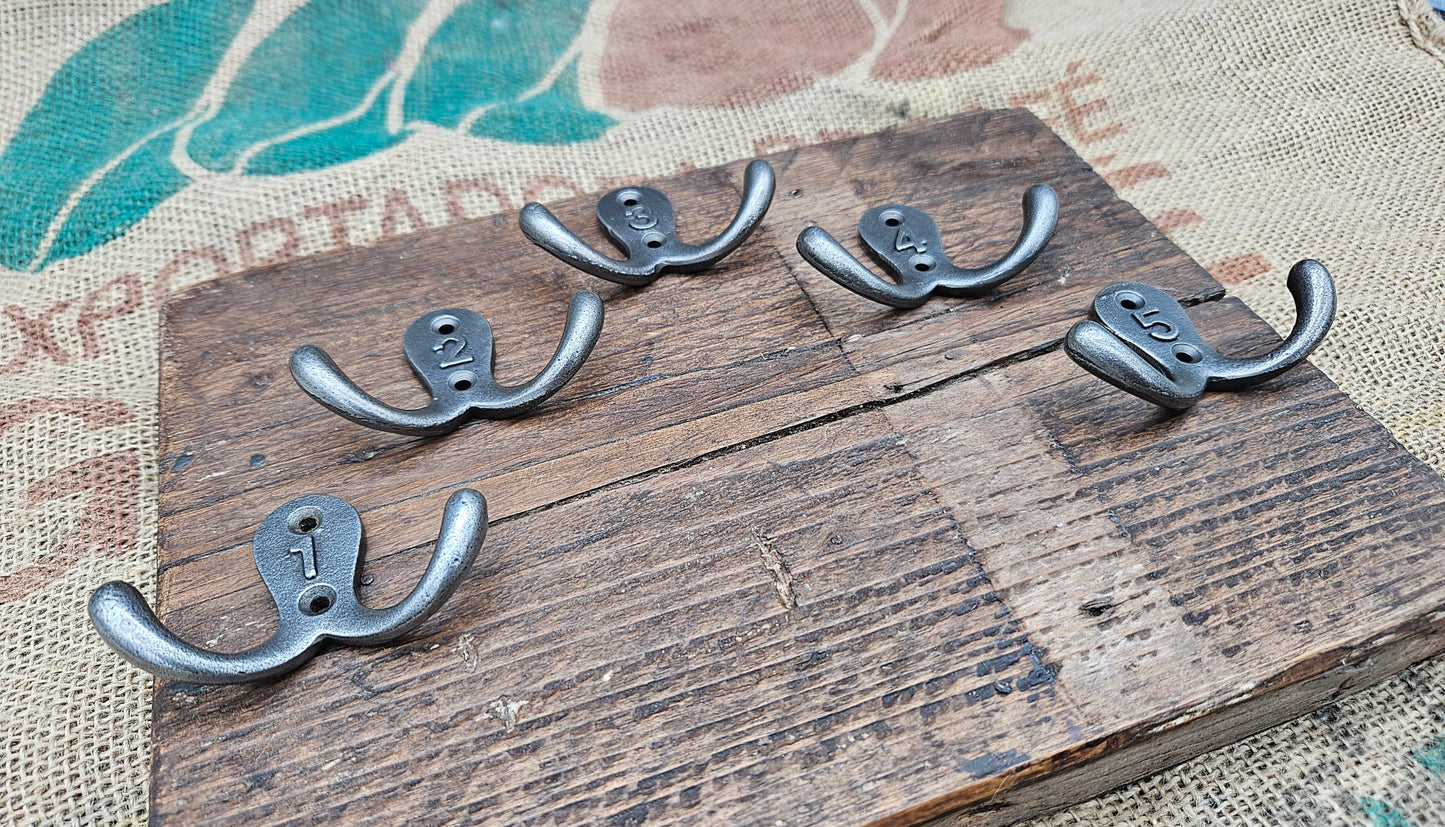 Double Robe Hooks - Numbered Set 1-5