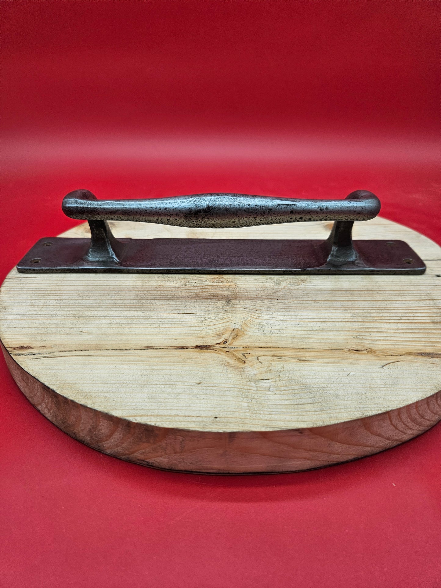 Heavy Duty Pull Handle on Back Plate with offset - Antique Iron