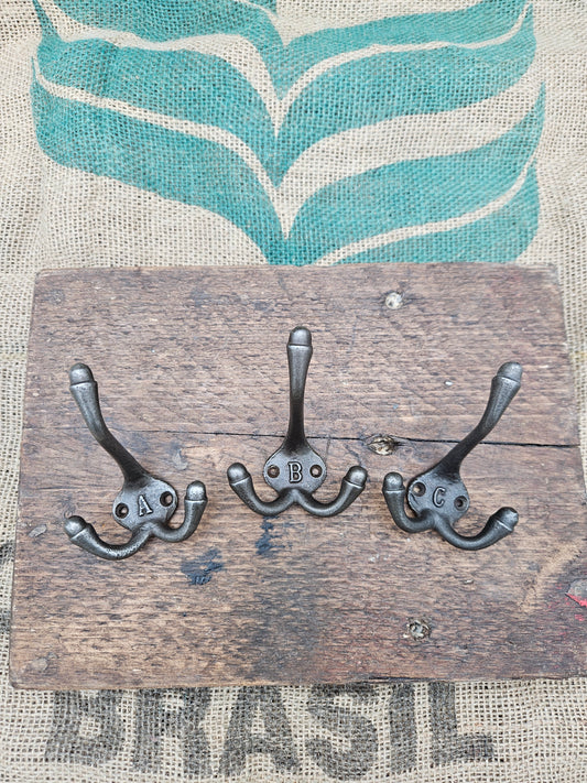Triple Robe Hooks - A to Z  (1 Letter only)