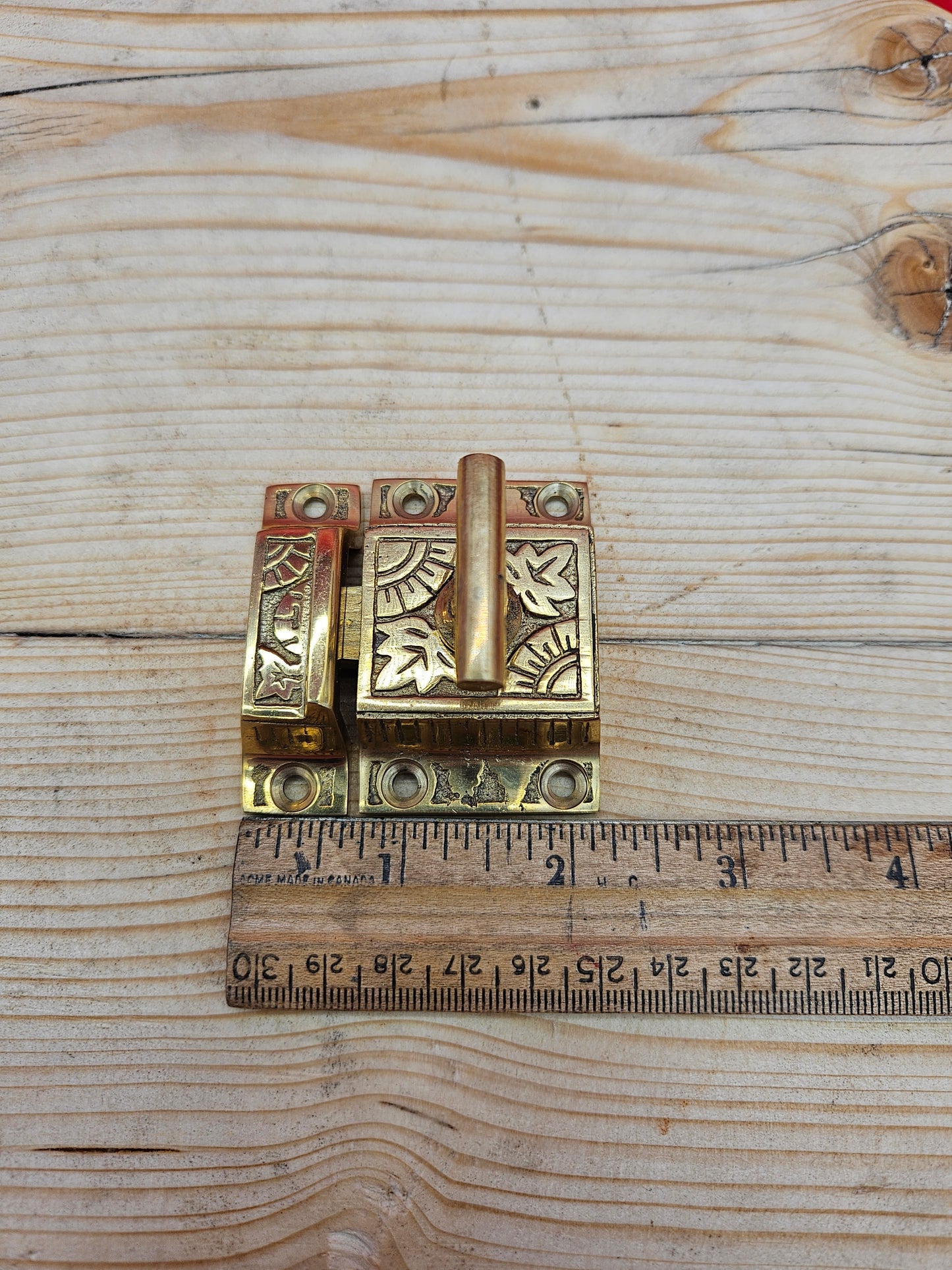 Cupboard Catch Round Knob or Tee Bar EASTLAKE Solid Brass or Round Knob Antique Iron 2"